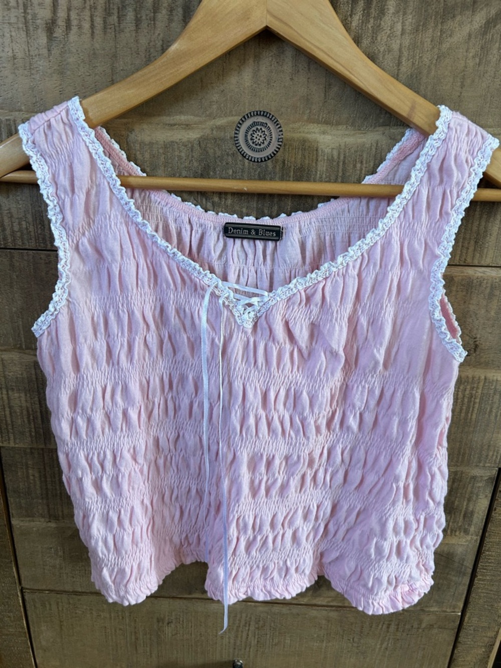 Vintage Vibes Denim and Blues Quilted Pink Camisole - Picture 5 of 11